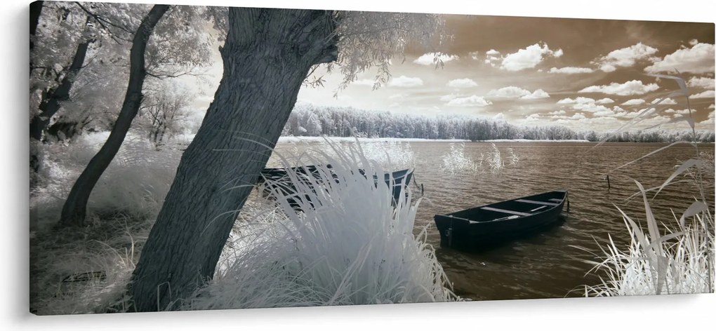 Egy csónak képe a tavon (120x50 cm)