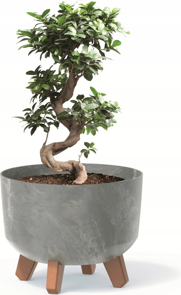 Virágtartó kerek 24 cm szürke tál láb betét