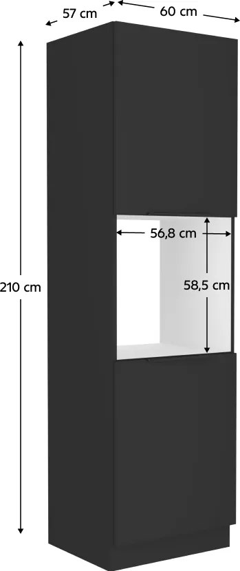 Magas szekrény sütőhöz, fekete, SIBER 60 DP-210 2F