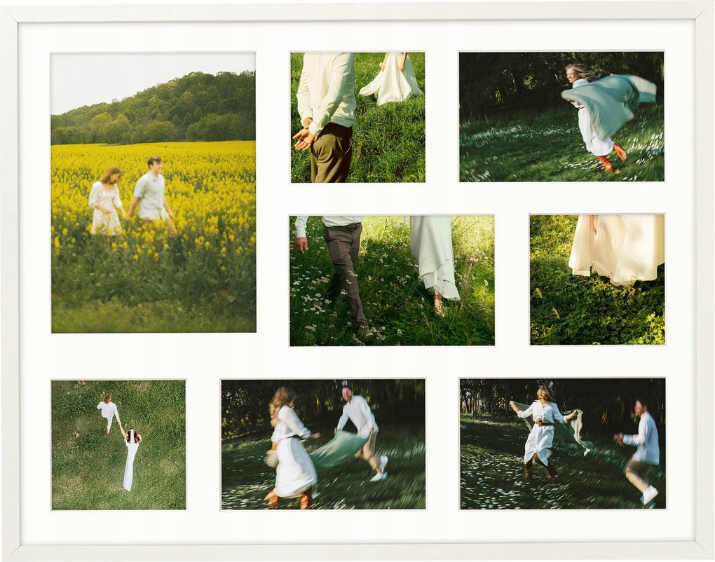 Képkeret 8 képhez 10x10 10x15 15x21 keret fehér fotógaléria 40x50 cm Framai