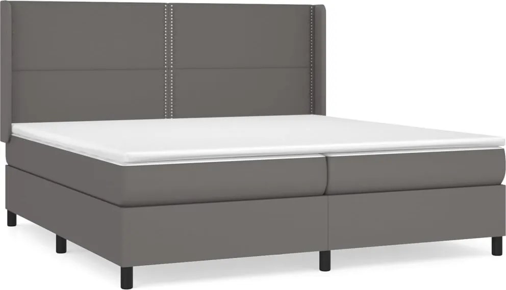 vidaXL szürke műbőr rugós ágy matraccal 200 x 200 cm