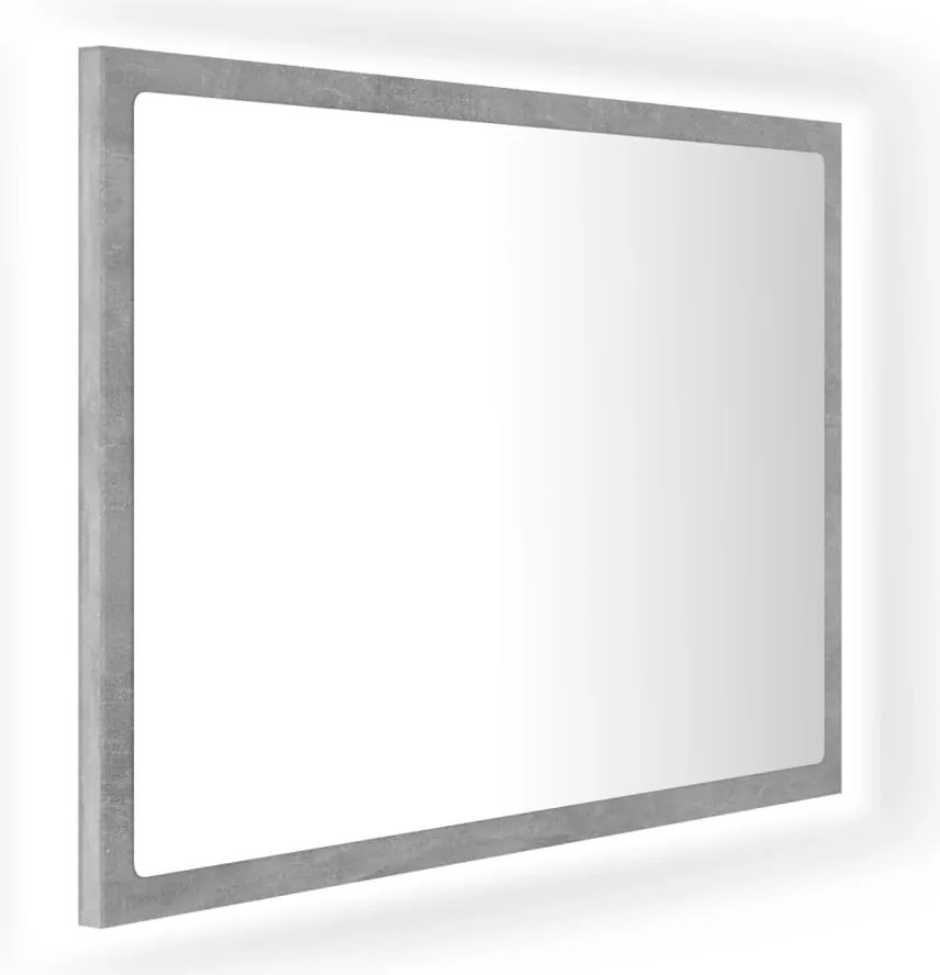 vidaXL betonszürke akril LED-es fürdőszobatükör 60x8,5x37 cm