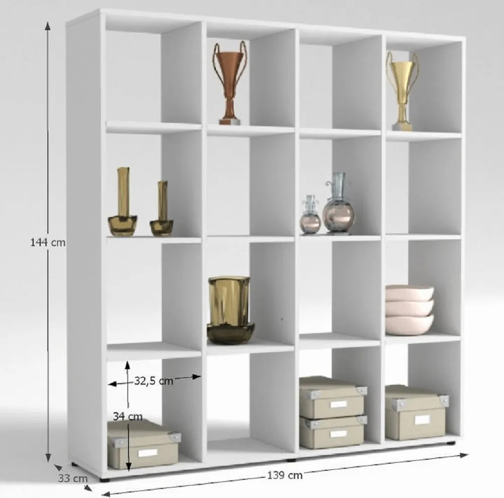 Könyvespolc, fehér, SARAH