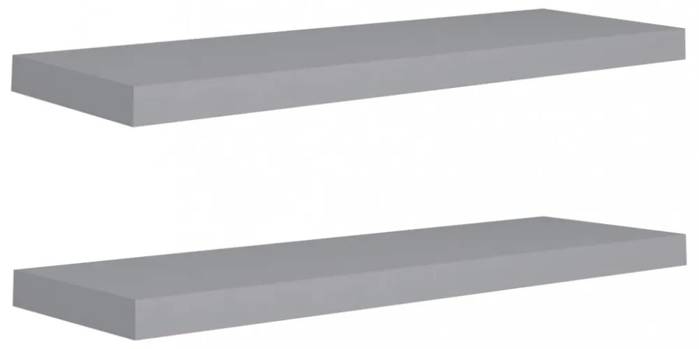 2 db szürke MDF lebegő fali polc 80 x 23,5 x 3,8 cm
