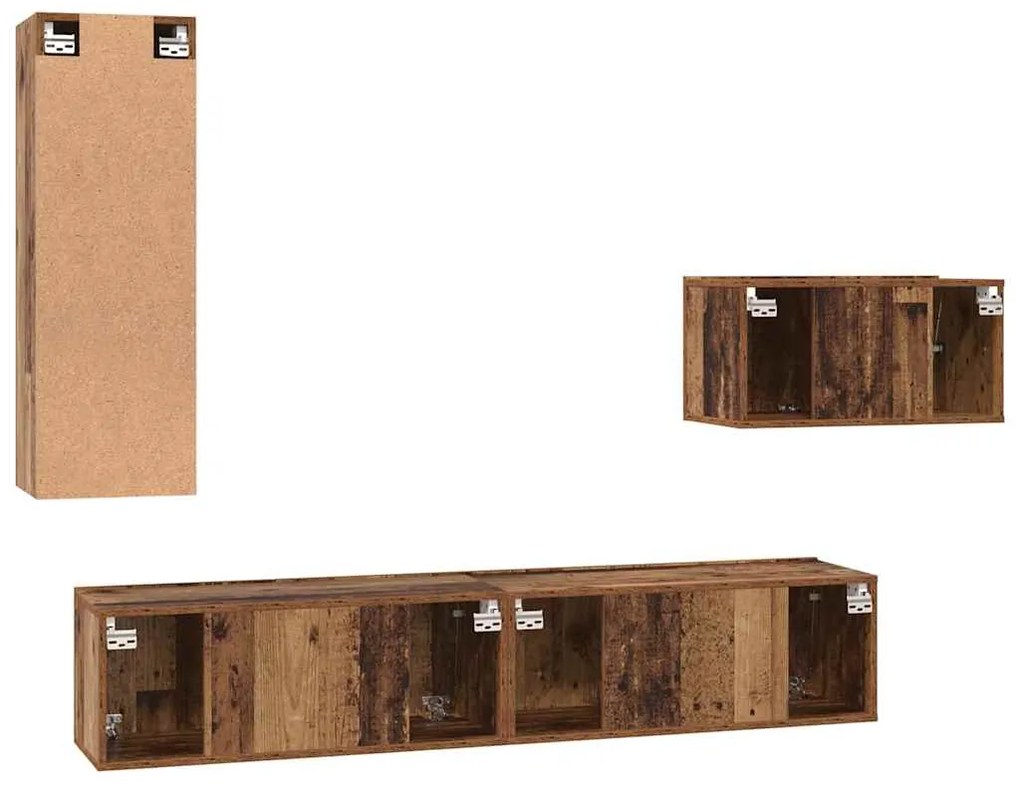 TV szekrény garnitúra 4 pcs Régi fa 30.5 x 30 x 90 cm Faanyag