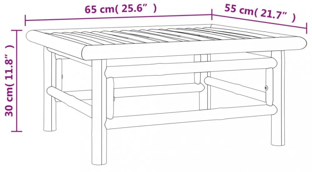 bambusz kerti asztal 65 x 55 x 30 cm