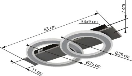 Globo 48034-40 Mennyezeti lámpa antracit csiszolt műanyag, szürke csiszolt fém, opál akril, HxSzxM: 630x350x55mm, tartozék: LED 40W 230V, 4000lm forrás, 3000K