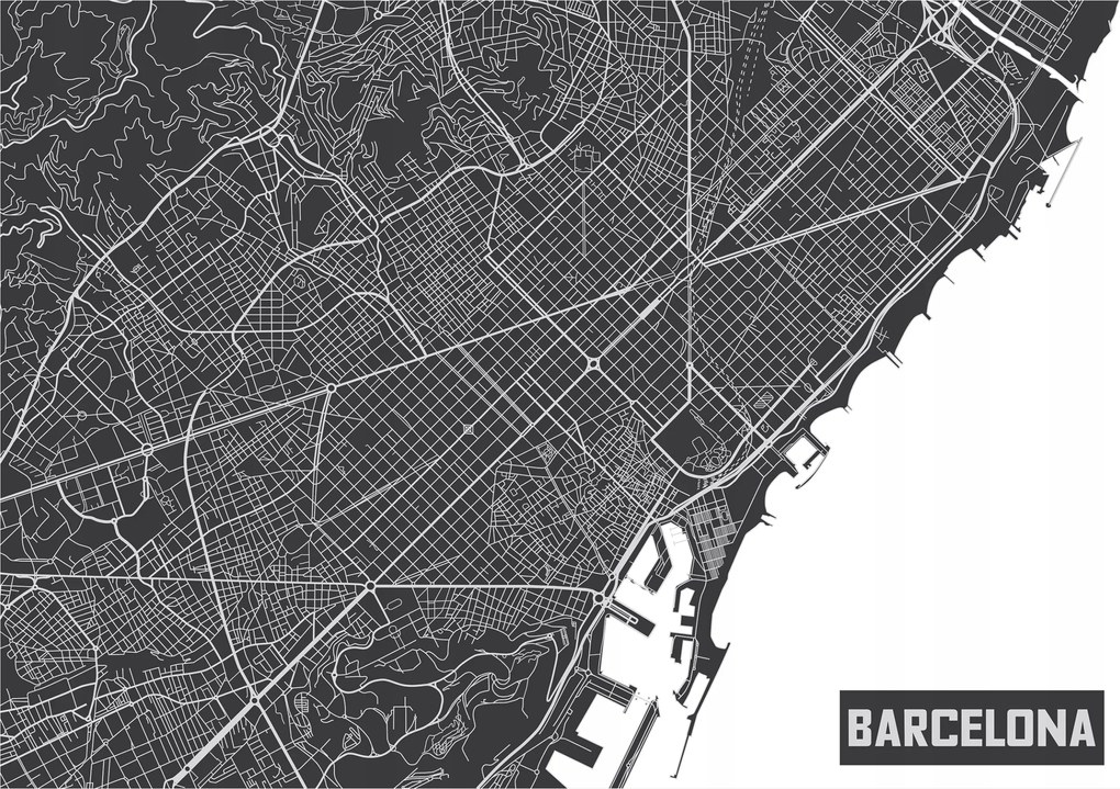 Fotótapéta Barcelona Várostérkép minimalizmus monokróm 254x184 +ragasztó