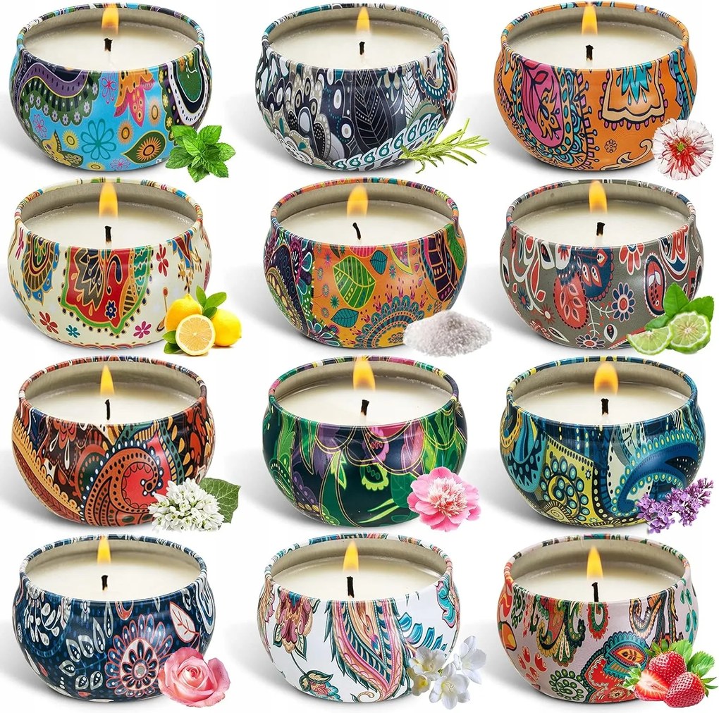 12 Db-os Karácsonyi Illatgyertya Szója Karácsony Gyertya Ajándék Szett