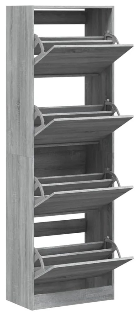 szürke sonoma cipőszekrény 4 kihajtható fiókkal 60x34x187,5 cm