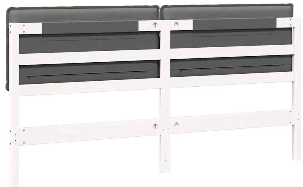 Kárpitozott fejtámla fejtámlával Fehér és világosszürke 200 cm