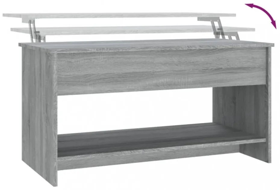 szürke sonoma színű szerelt fa dohányzóasztal 102x50x52,5 cm
