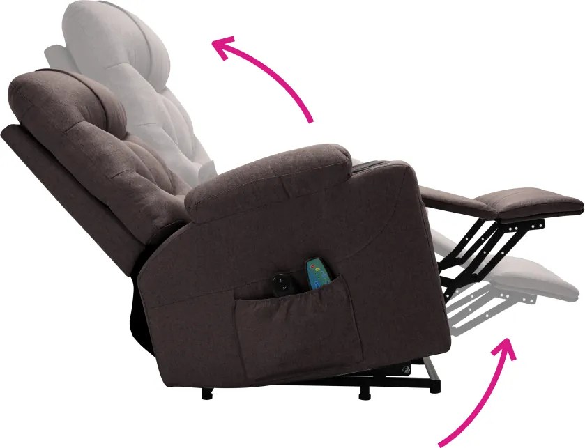 Állítható masszázs fotel, barna, HUDSON