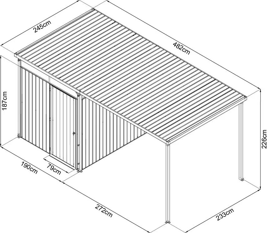 Avenberg MAGNUS Kerti ház fényáteresztő ablakokkal + bővítés 2.5 x 4.9 m - Premium