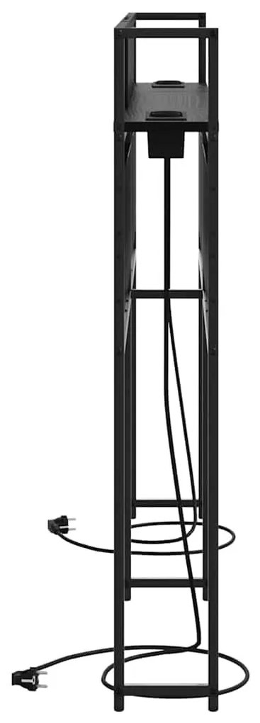 Tároló fejtámla polcokkal tárolóval Musta tammi 140 cm Faanyag