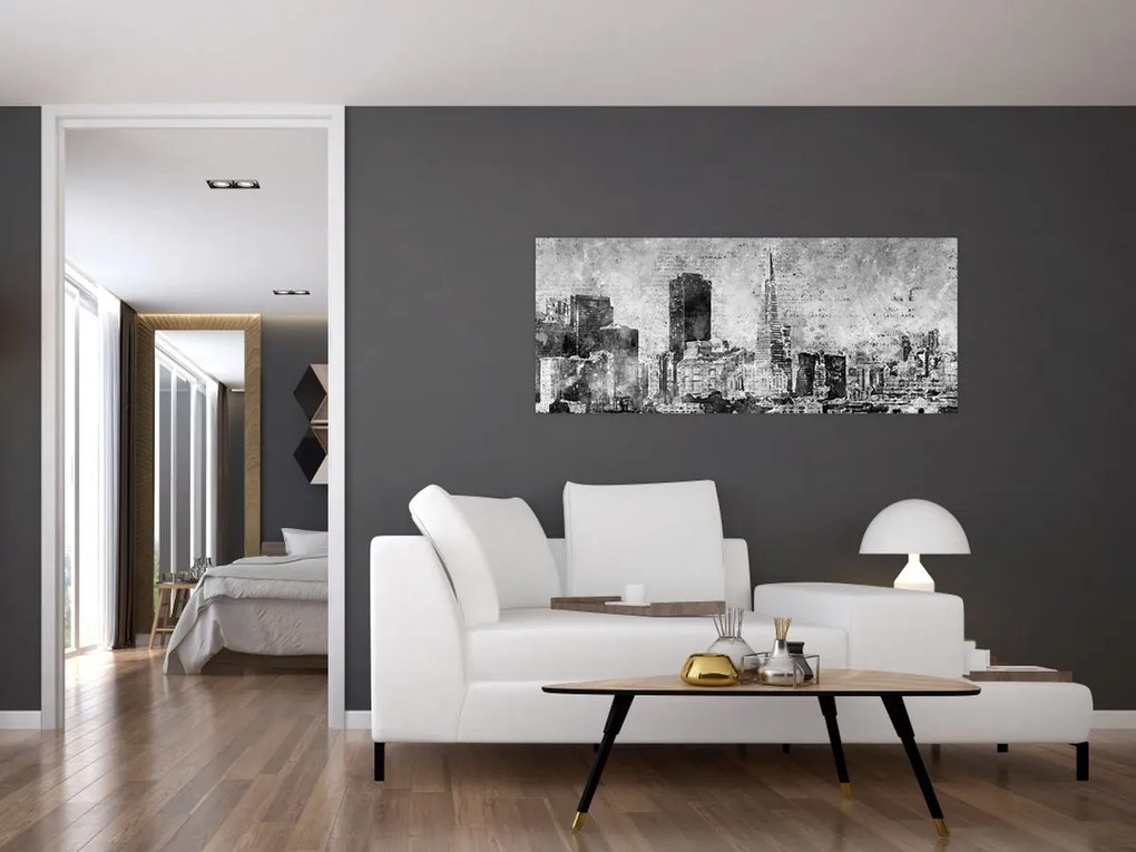 Kép - Kávé művészeti város (120x50 cm)