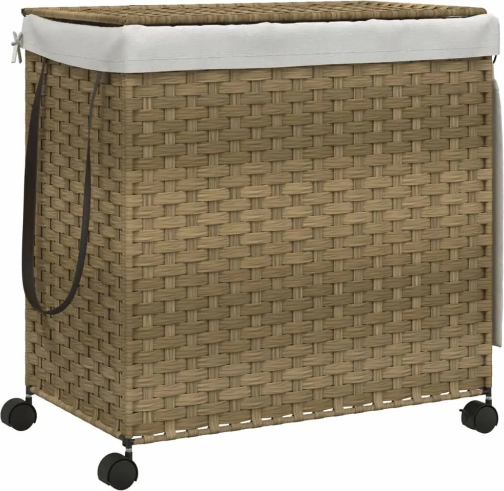 vidaXL polyrattan szennyeskosár kerekekkel 60x35x60,5 cm