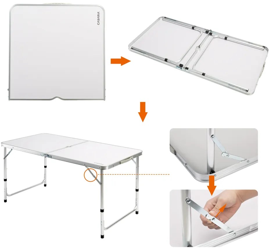 Casaria® Összecsukható kempingasztal - fehér