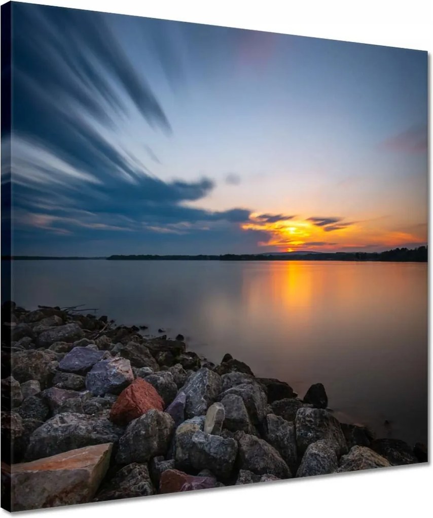 Vászonkép 40x40 Kő tengerpart tó