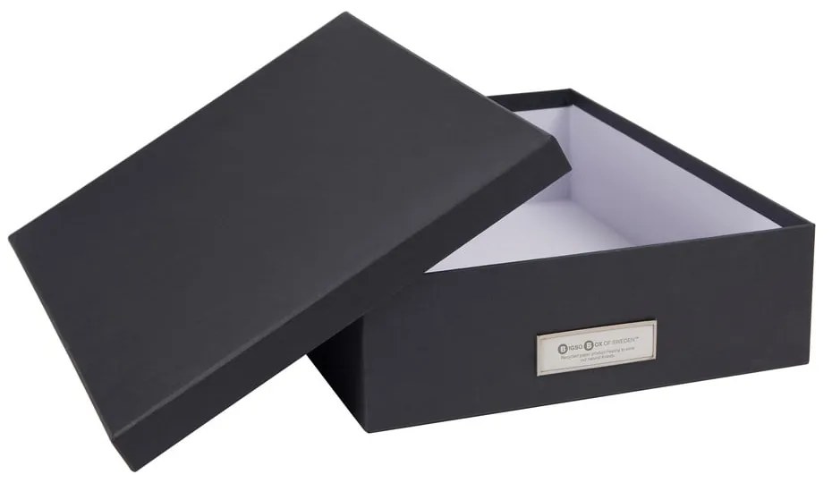 Oskar sötétszürke irattartó doboz címkével, A4 - Bigso Box of Sweden