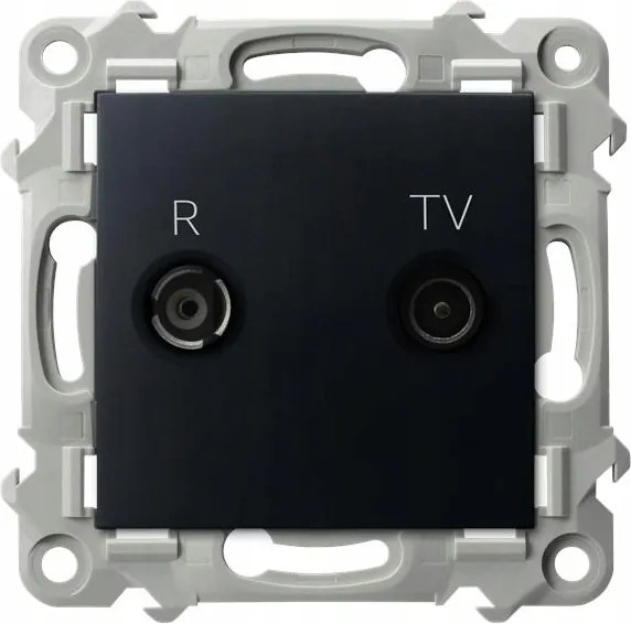 Ospel Zafír fekete metál Átmenő Rtv aljzat 14dB GPA-14ZP/m/33