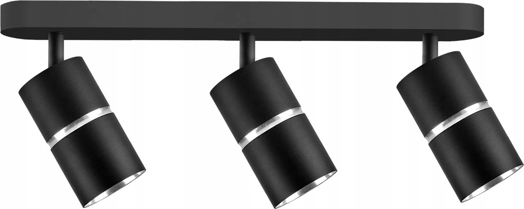 Mennyezeti lámpa Falra szerelhető lámpatest 3x GU10 fekete ezüst Bamboo