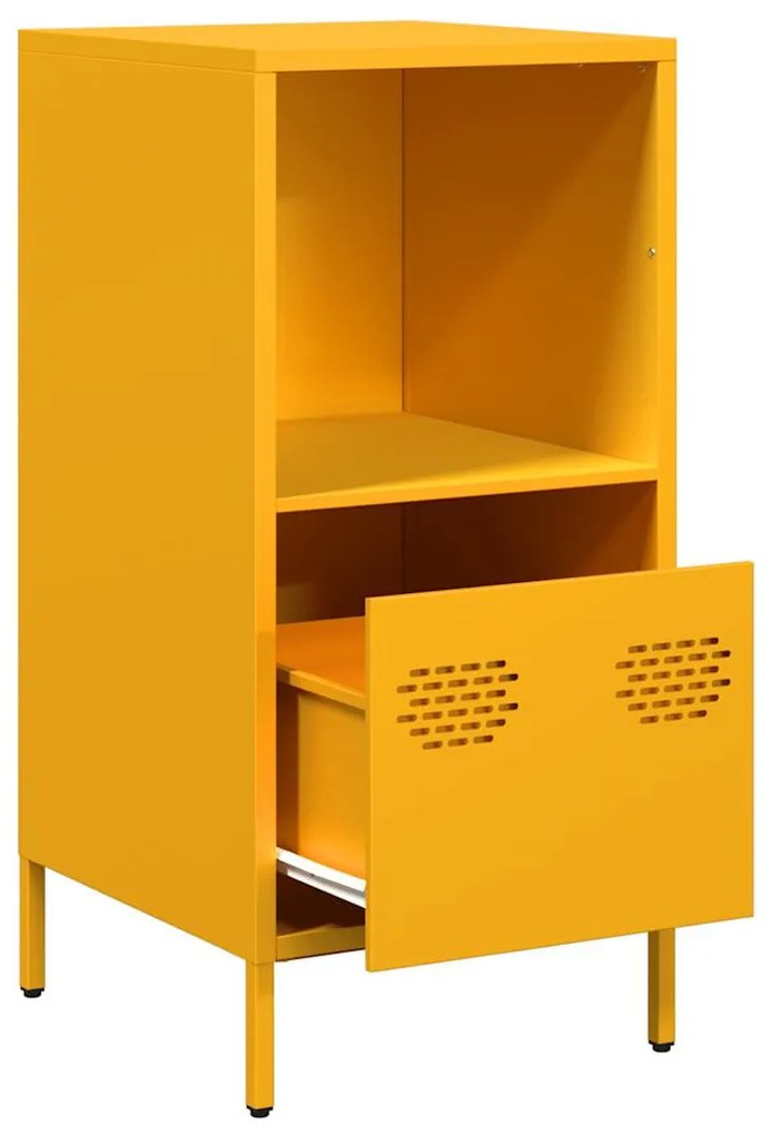 mustársárga hidegen hengerelt acél tálalószekrény 35x39x73,5 cm