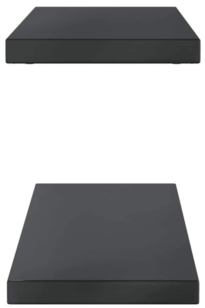 2 db fekete rozsdamentes acél fali polc 100 x 23,5 x 3 cm