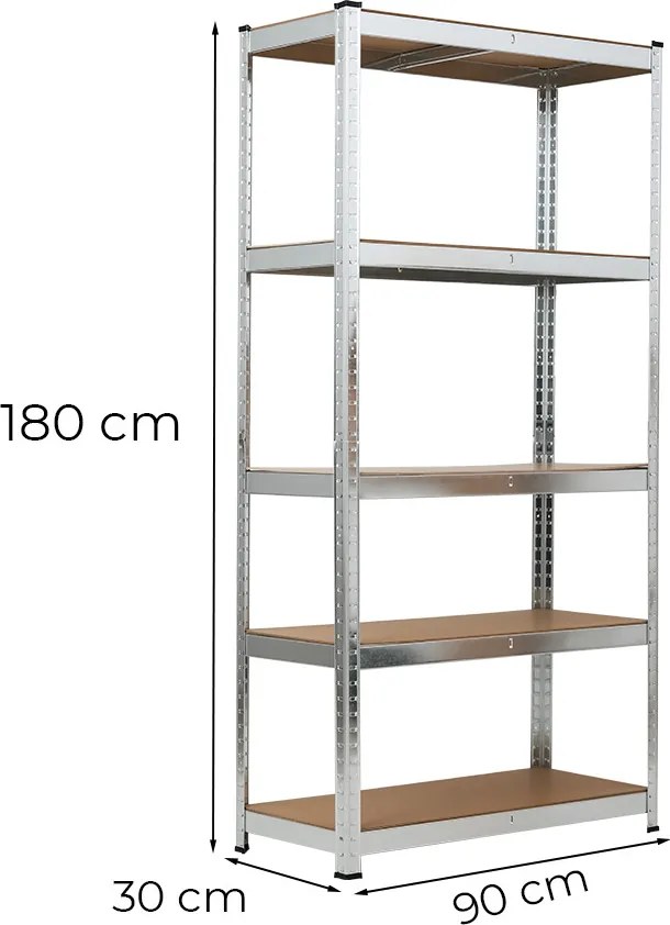 Nagy teherbírású polc 180x90x30 cm 175 kg króm