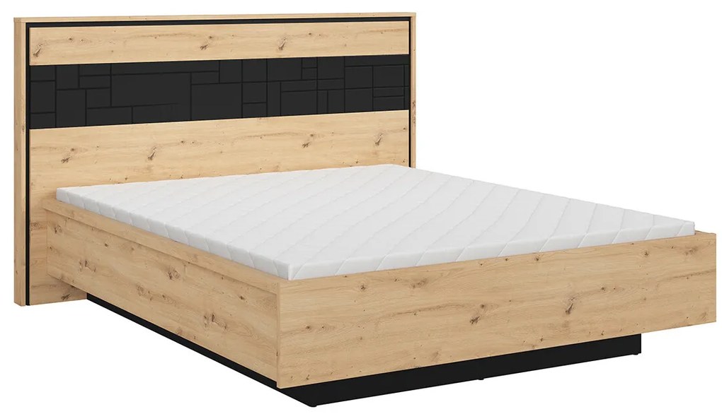 Franciaágy 160 cm Pont LOZ/160 (ágyráccsal)  (artisan tölgy + matt fekete). Akció -18%. 1063045