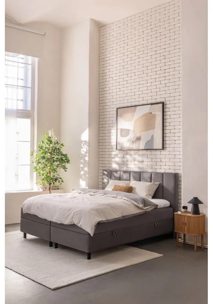 Szürke ágyneműtartós boxspring ágy 180x200 cm Elva Bold Line – Bonami Selection