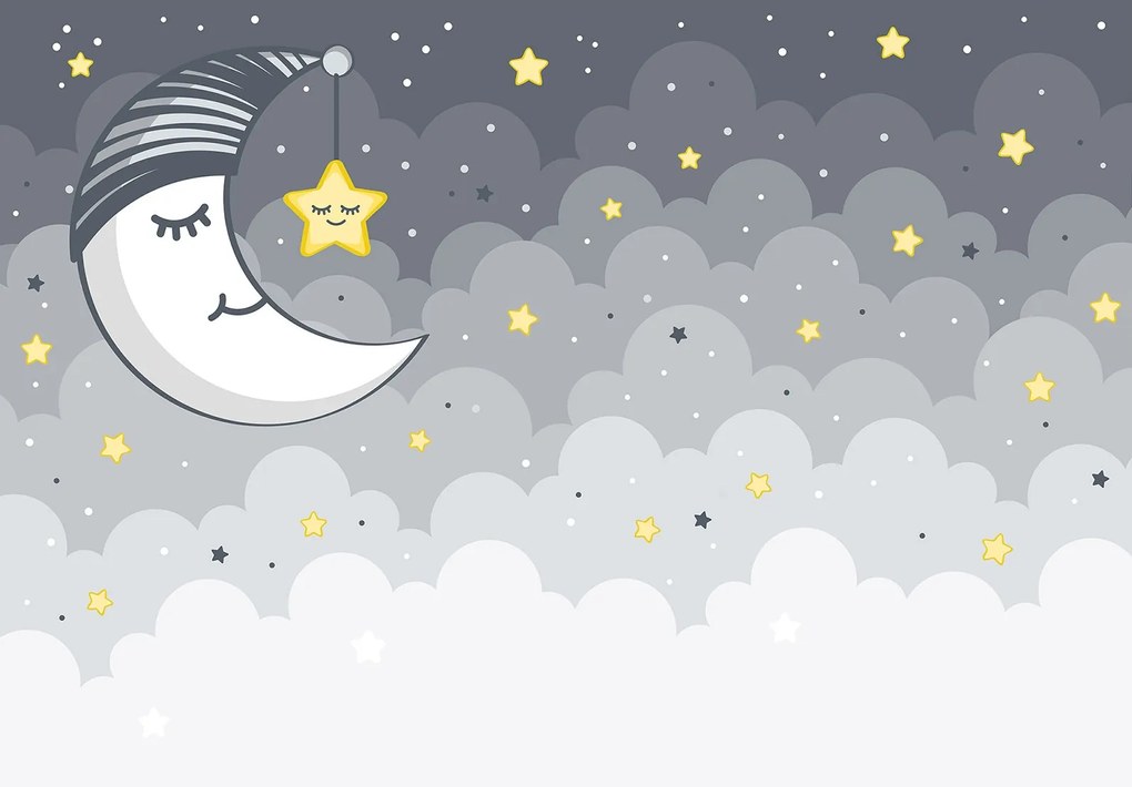 Fotótapéta Hold Csillagok Felhők vinil 368x280 gyerek hálószobába +ragasztó