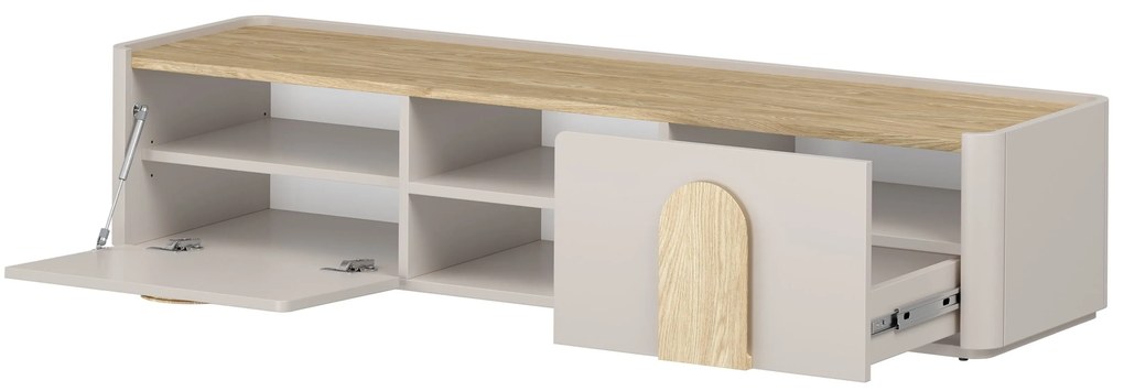 Amilio RTV szekrény 170 cm - kasmír / olajozott tölgy / világos tölgy fogantyú