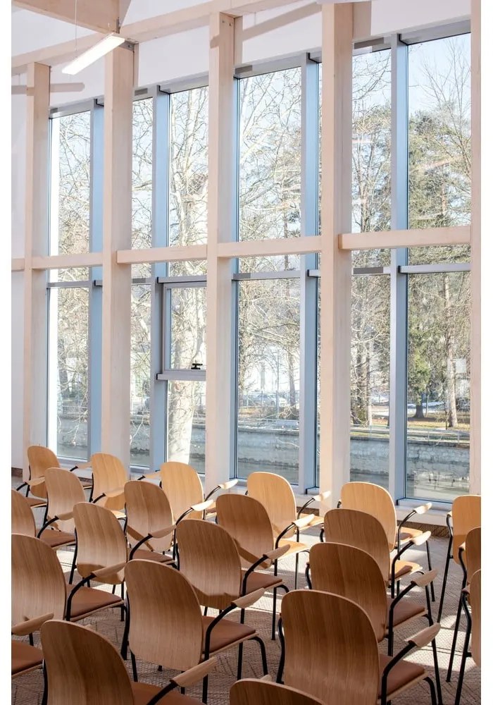 Barna-konyakbarna karfás-rakásolható étkezőszék szett 2 db-os diófa dekorral Book – Gazzda