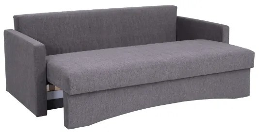 PAUL kárpitozott, háromszemélyes, kihúzható kanapé mindennapi alváshoz, karfás, szürke
