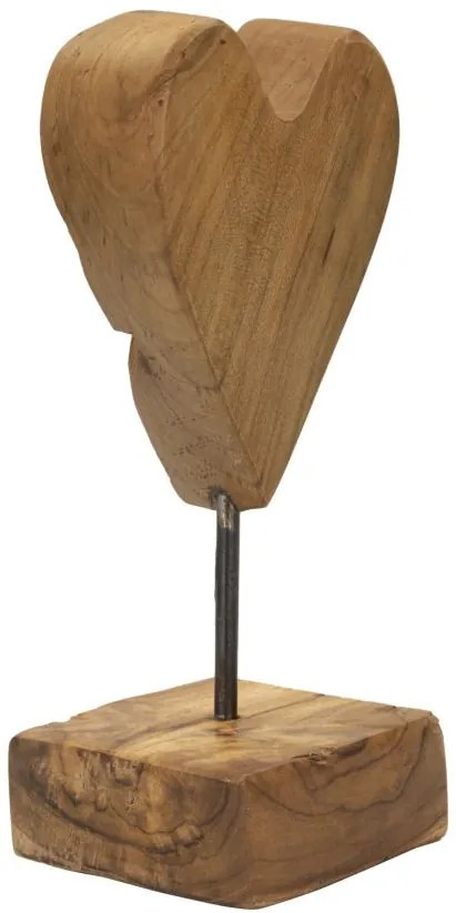 Szívszobor teak 10x10x25cm