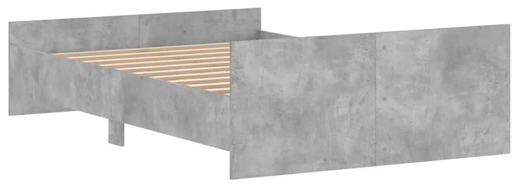 betonszürke ágykeret fej- és lábtámlával 120 x 190 cm
