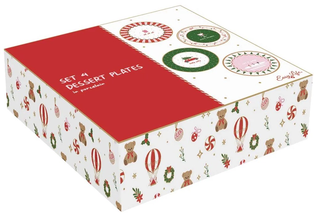 Porcelán desszerttes tányér szett 4 db-os 19,5 cm díszdobozban Christmas Twist