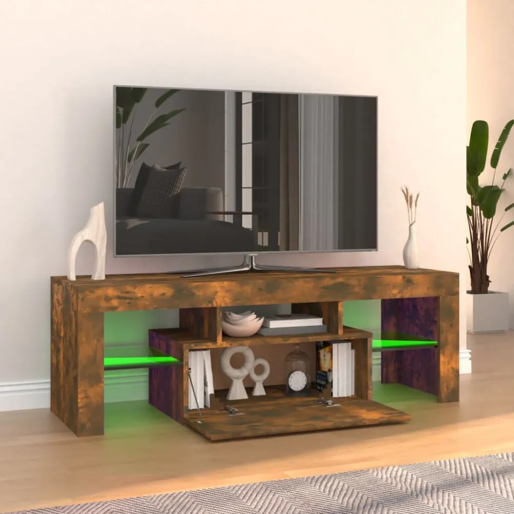 füstös tölgy színű TV-szekrény LED-világítással 120x35x40 cm