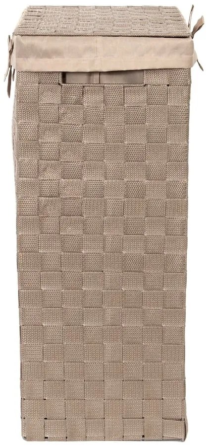 Laundry Basket Linen barna, fedeles szennyeskosár, magasság 60 cm - Compactor