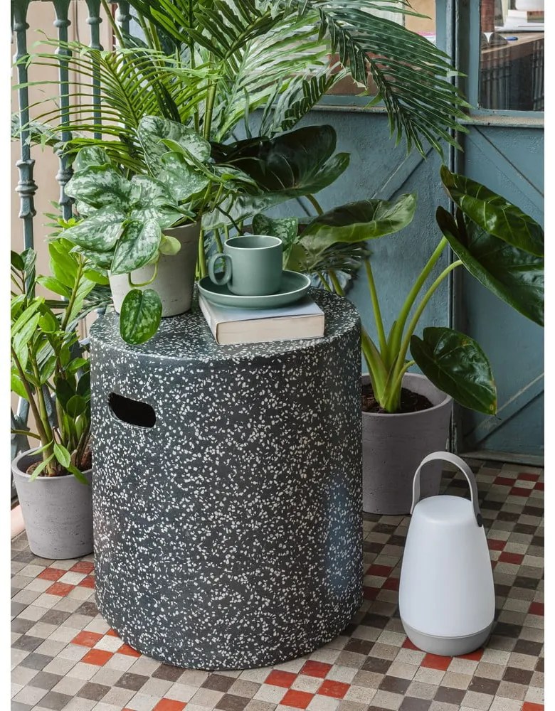 Fekete beton tárolóasztal, ⌀ 35 cm - Kave Home