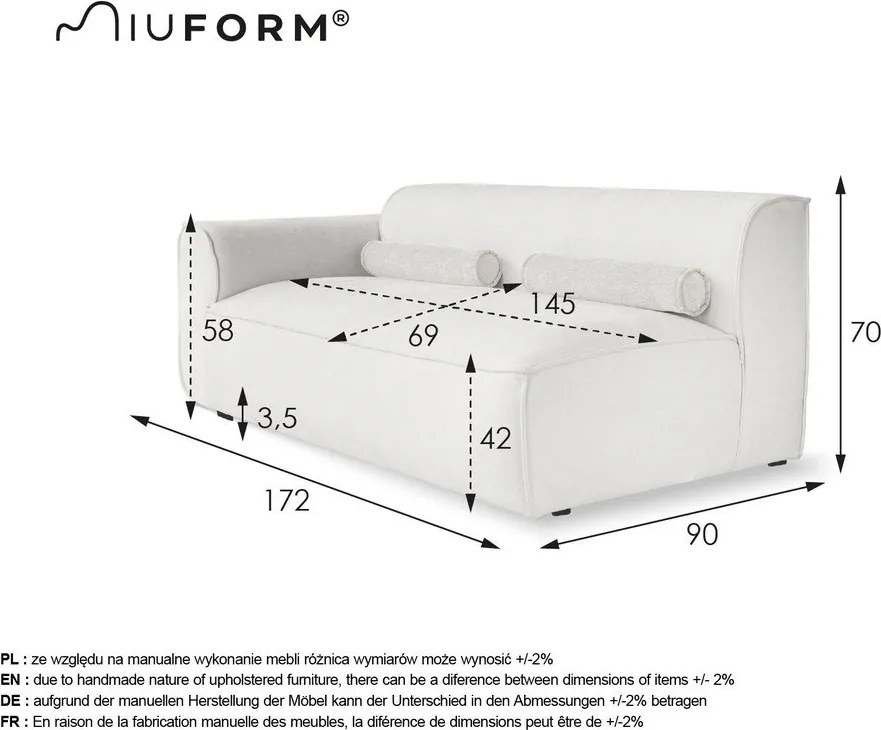Fehér kanapé modul (bal oldali) Flex Felix – Miuform