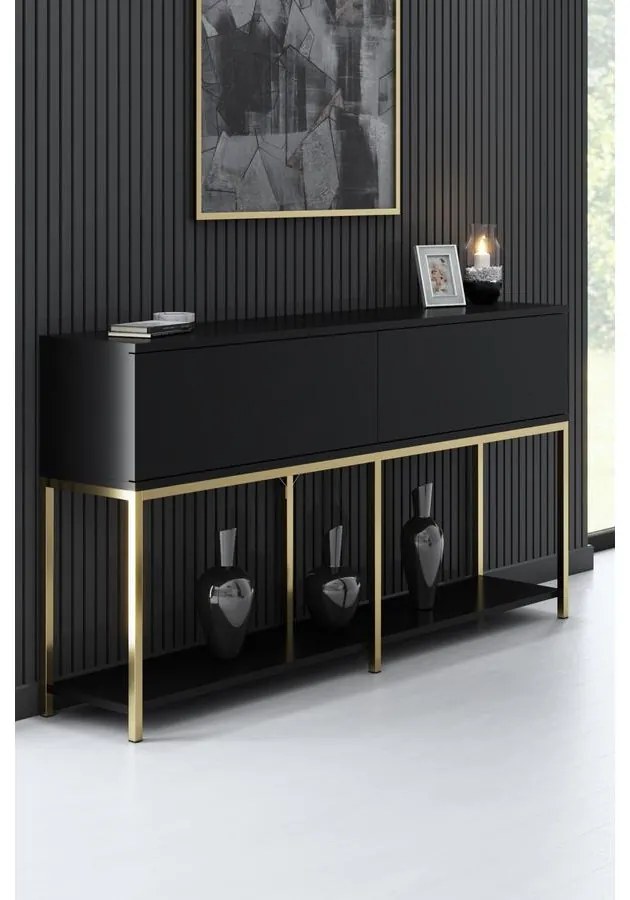 Konzolasztal Lord - Black, Gold