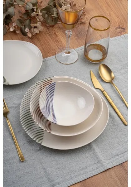 24 részes színes porcelán étkészlet