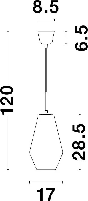 NOVA LUCE 9724101 VEIRO Egyágú Függesztett Lámpa Üveg E27 IP20