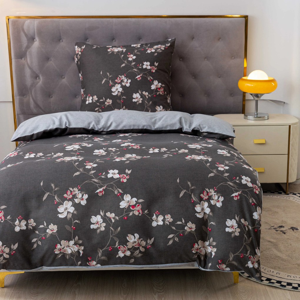 BLOSSOM szürke mikroszálas flanel ágyneműhuzat Ágyneműhuzat mérete: 70 x 90 cm | 140 x 200 cm