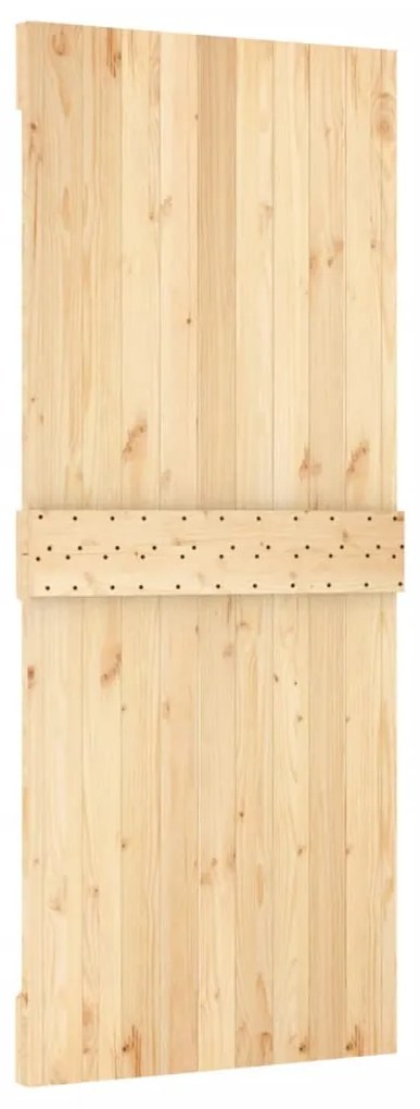 Tömör fenyőfa tolóajtó fémszerelékszettel 85x210 cm