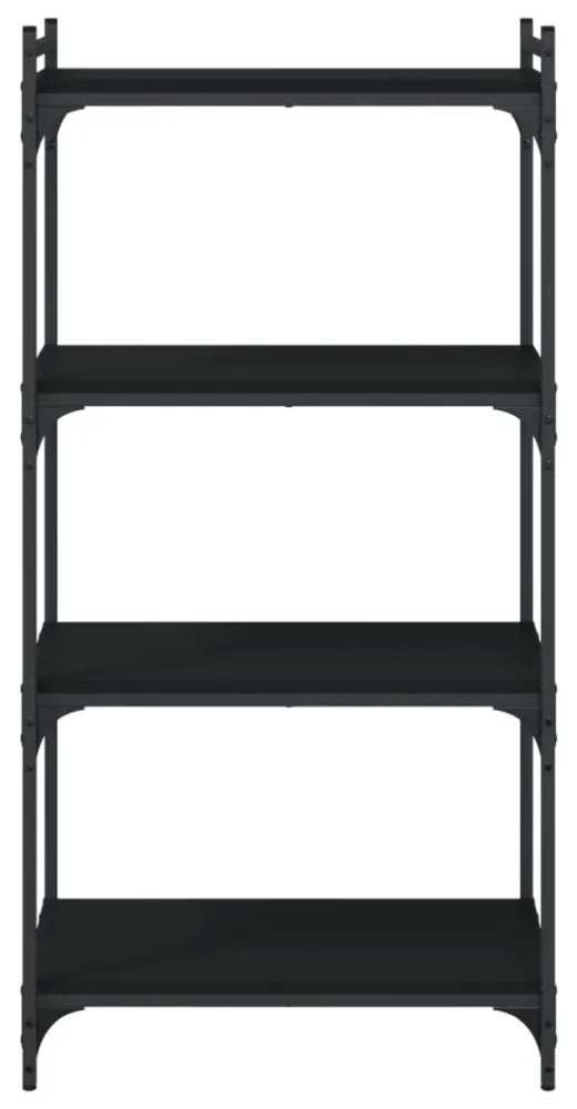 4 szintes fekete szerelt fa könyvespolc 60 x 30 x 120 cm