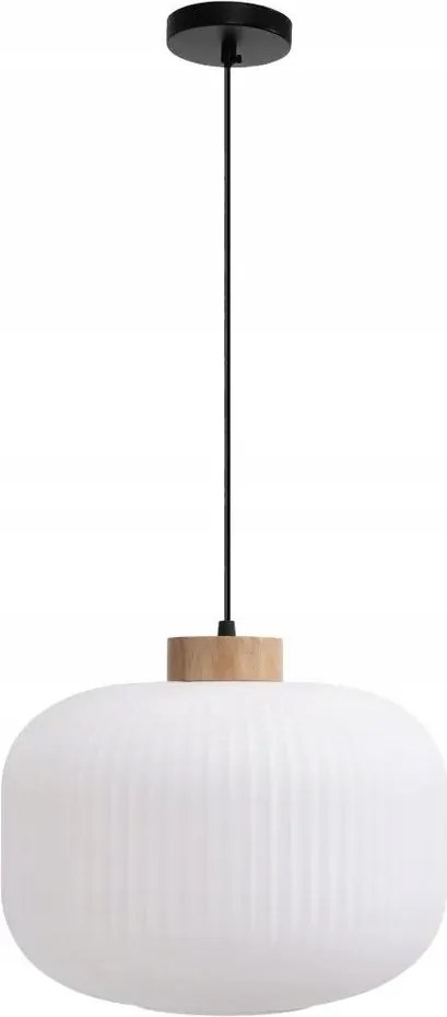 Mennyezeti Lámpa Függeszték Tejüveg Bordázott Szimpla Boho Loft E27