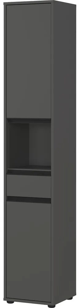 Antracitszürke magas keskeny fürdőszoba szekrény 33x181 cm Lemont – Germania